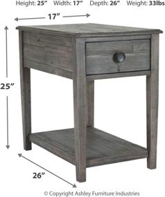 img 1 attached to 🏡 Gray Farmhouse Rectangular End Table with Drawer by Signature Design - Ashley Borlofield