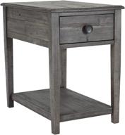 🏡 gray farmhouse rectangular end table with drawer by signature design - ashley borlofield logo