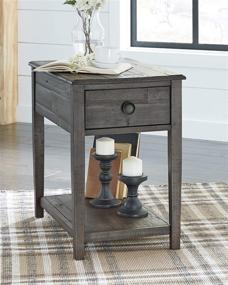 img 3 attached to 🏡 Gray Farmhouse Rectangular End Table with Drawer by Signature Design - Ashley Borlofield