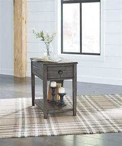 img 2 attached to 🏡 Gray Farmhouse Rectangular End Table with Drawer by Signature Design - Ashley Borlofield