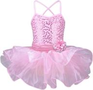 tfjh e little girls' sequin ballet tutu dress kids flower leotard with straps, ages 2-8 years logo