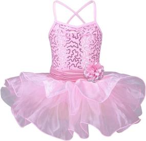 img 4 attached to TFJH E Little Girls' Sequin Ballet Tutu Dress Kids Flower Leotard with Straps, Ages 2-8 Years