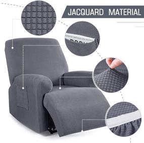 img 3 attached to 🪑 TAOCOCO Recliner Cover 4-Pieces: Stretch Sofa Slipcover for 1 Seater Couch - Grey