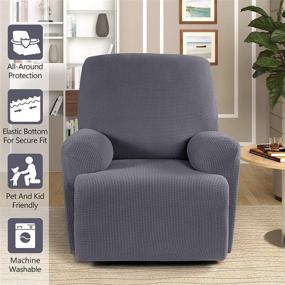 img 1 attached to 🪑 TAOCOCO Recliner Cover 4-Pieces: Stretch Sofa Slipcover for 1 Seater Couch - Grey