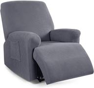 🪑 taococo recliner cover 4-pieces: stretch sofa slipcover for 1 seater couch - grey logo