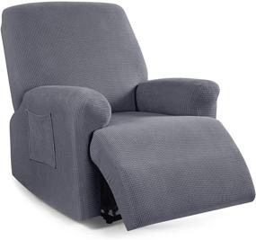 img 4 attached to 🪑 TAOCOCO Recliner Cover 4-Pieces: Stretch Sofa Slipcover for 1 Seater Couch - Grey