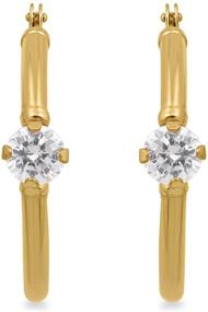 img 3 attached to Jewelili 10K Yellow Gold 4MM CZ Hoop Earrings