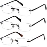 👓 3-pack reading glasses for men - blue light blocking, anti uv, eye strain relief, glare reduction - mix of 3 colors, 1.5 strength logo