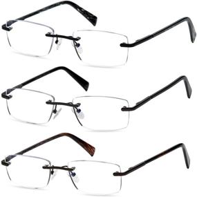 img 4 attached to 👓 3-Pack Reading Glasses for Men - Blue Light Blocking, Anti UV, Eye Strain Relief, Glare Reduction - Mix of 3 Colors, 1.5 Strength