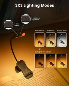 img 2 attached to 📚 Glocusent Amber Book Light - Lightweight & Rechargeable with 10 LEDs, Up to 80 Hours of Eye-Care Reading in Bed, 3 Brightness Levels & 3 Color Modes