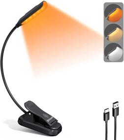 img 4 attached to 📚 Glocusent Amber Book Light - Lightweight & Rechargeable with 10 LEDs, Up to 80 Hours of Eye-Care Reading in Bed, 3 Brightness Levels & 3 Color Modes