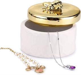 img 2 attached to 🐝 Hipiwe Ceramics Jewelry Box with Golden Bee Lid: Stylish & Functional Trinket Organizer for Home Decor & Gifts