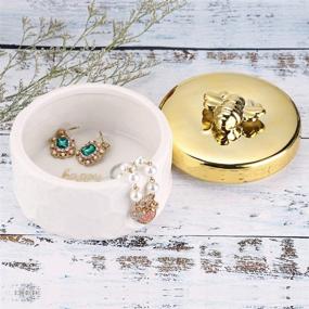 img 3 attached to 🐝 Hipiwe Ceramics Jewelry Box with Golden Bee Lid: Stylish & Functional Trinket Organizer for Home Decor & Gifts