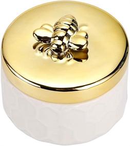 img 4 attached to 🐝 Hipiwe Ceramics Jewelry Box with Golden Bee Lid: Stylish & Functional Trinket Organizer for Home Decor & Gifts
