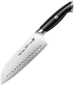 img 3 attached to 🔪 Подлинный нож Santoku длиной 7 дюймов коллекции подписи Томаса Келлера: шведская порошковая сталь, кованая, черная - высококачественный инструмент для точного резания.