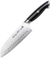 🔪 подлинный нож santoku длиной 7 дюймов коллекции подписи томаса келлера: шведская порошковая сталь, кованая, черная - высококачественный инструмент для точного резания. логотип