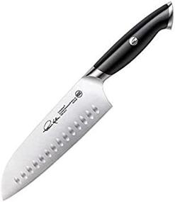 img 1 attached to 🔪 Подлинный нож Santoku длиной 7 дюймов коллекции подписи Томаса Келлера: шведская порошковая сталь, кованая, черная - высококачественный инструмент для точного резания.