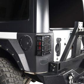 img 1 attached to 🚙 Enhance and Protect Your Jeep Wrangler JK Taillights: u-Box Rear Tail Light Guards Cover Gloss Black Euro Taillight Cover - Pair