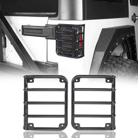 img 4 attached to 🚙 Enhance and Protect Your Jeep Wrangler JK Taillights: u-Box Rear Tail Light Guards Cover Gloss Black Euro Taillight Cover - Pair