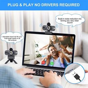 img 2 attached to 📷 Desktop Webcam with Microphone, 1080P HD USB Computer Camera with Privacy Cover and Webcam Tripod, Flexible Rotatable Wide Angle Webcam for PC Zoom Video, Gaming, Laptop, Skype Streaming