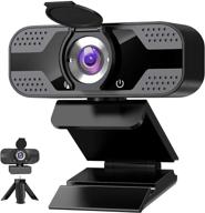 📷 desktop webcam with microphone, 1080p hd usb computer camera with privacy cover and webcam tripod, flexible rotatable wide angle webcam for pc zoom video, gaming, laptop, skype streaming logo