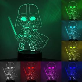 img 2 attached to 3D Illusion Star Wars Night Light for Kids - 3 Patterns, 🌟 16 Colors - Perfect Star Wars Toys & Gifts for Boys, Girls, and Fans!