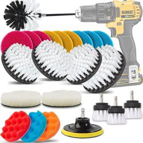 img 4 attached to 25-Piece GOH DODD Drill Brush Kit: Power Scrubber, Buffing Sponge Pads, Long Reach Attachment – Perfect for Car Wash, Wheel Cleaning, Interior Detailing & More!