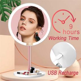 img 2 attached to Insun Makeup Mirror Light - 3 Color Lighting Modes, Touch Screen Vanity Makeup Mirror LED - 1X 5X Magnification, USB Rechargeable, 360 Degree Rotation - Magnet Adsorption - Wall Mounted - Black/Gold