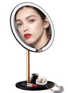 insun makeup mirror light - 3 color lighting modes, touch screen vanity makeup mirror led - 1x 5x magnification, usb rechargeable, 360 degree rotation - magnet adsorption - wall mounted - black/gold логотип