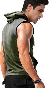 img 2 attached to Enhance Your Workout with MNLEKJZ Men's Sleeveless Hooded Tank Tops - Gym Hoodies for Bodybuilding and Muscle Building