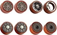 🌞 tbosen 8pcs sun moon organic wooden saddle ear plug tunnels for stretching - punk piercings & expanders set logo