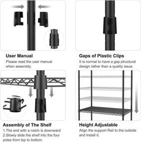 img 1 attached to 👕 LEHOM Wire Garment Rack: Heavy Duty Clothes Rack with Large Storage Capacity - Freestanding Metal Clothing Rack for Closet Wardrobe - 3 Hanger Rods, 4 Large Shelves, 3 Small Shelves (Black)