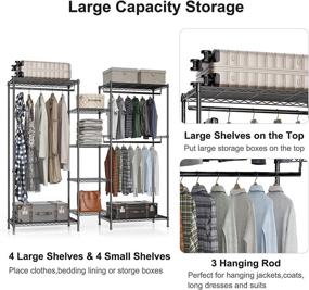 img 2 attached to 👕 LEHOM Wire Garment Rack: Heavy Duty Clothes Rack with Large Storage Capacity - Freestanding Metal Clothing Rack for Closet Wardrobe - 3 Hanger Rods, 4 Large Shelves, 3 Small Shelves (Black)