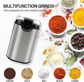 img 3 attached to ☕️ Keenstone Electric Coffee Grinder - Stainless Steel Spice Mill with Silent Motor and Cleaning Brush - for Grinding Coffee Beans, Spices, Pepper, Herbs, and Nuts - 150W 70g (2.5oz) Capacity