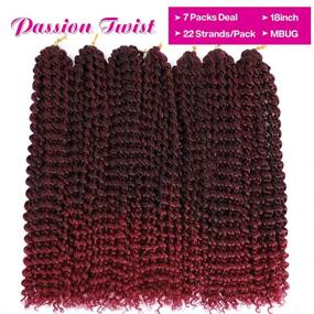 img 3 attached to YOLAMI Passion Twist Crochet Hair 18inch 7 Packs Water Wave Passion Twist Braiding Hair - Ombre Long Bohemian Curls Crochet Braids for Passion Twist Synthetic Hair Extensions (M1B/BUG)" "YOLAMI Прическа По-Страстный Вихрь, Крючком 18 Дюймов, 7 Пачек Вода-Волны По-Страстный Вихрь Косички - Омбре Длинные Богемные Кудри По-Страстный Вихрь Затяжных Волос из Синтетического Волоса (M1B/ПОМИДОРКА)