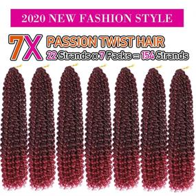 img 2 attached to YOLAMI Passion Twist Crochet Hair 18inch 7 Packs Water Wave Passion Twist Braiding Hair - Ombre Long Bohemian Curls Crochet Braids for Passion Twist Synthetic Hair Extensions (M1B/BUG)" "YOLAMI Прическа По-Страстный Вихрь, Крючком 18 Дюймов, 7 Пачек Вода-Волны По-Страстный Вихрь Косички - Омбре Длинные Богемные Кудри По-Страстный Вихрь Затяжных Волос из Синтетического Волоса (M1B/ПОМИДОРКА)