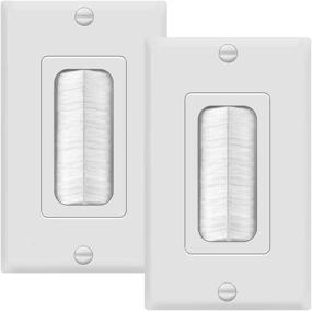 img 4 attached to 🔌 TOPGREENER Bristled Brush Wall Plate with Decorator Wall Plate - Pass-Through Insert for Low Voltage Cables - 2Pack, White