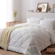 🛏️ beembraced queen size warm duvet insert filler: fluffy white down alternative comforter for winter & all seasons - reversible, machine washable, 88x88 inches logo