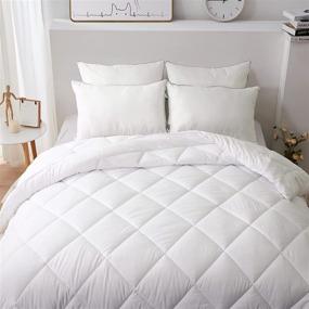 img 1 attached to 🛏️ Beembraced Queen Size Warm Duvet Insert Filler: Fluffy White Down Alternative Comforter for Winter & All Seasons - Reversible, Machine Washable, 88x88 Inches