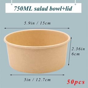 img 3 attached to 50 Pack 25OZ Kraft Paper Bowl with Lids for Salad, Soup, Desserts - Round Shape Paper Food Cups for Frozen Treats, Yogurt, Ice Cream, Stews