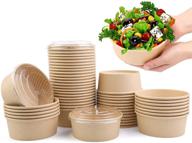 50 pack 25oz kraft paper bowl with lids for salad, soup, desserts - round shape paper food cups for frozen treats, yogurt, ice cream, stews logo