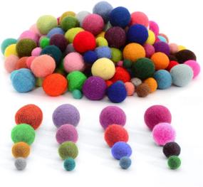 img 4 attached to 🧶 Glaciart One Felt Pom Poms - 240 Pcs in 4 Sizes (1cm, 1.5cm, 2cm, 2.5cm) - Handmade Wool Balls in 60 Colors (Red, Pink, Blue, Yellow, Black, Pastel & More) - Bulk Small Puff for Felting & Garland