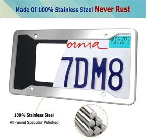 img 3 attached to Enhanced Style and Durability: Stainless Steel License Plate Frame 2-Pack with Screws and Chrome Caps