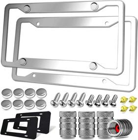 img 4 attached to Enhanced Style and Durability: Stainless Steel License Plate Frame 2-Pack with Screws and Chrome Caps