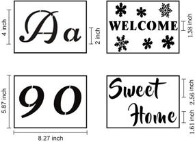 img 3 attached to Premium 5x8 Inch Letter Stencils for Painting on Wood - Reusable Plastic Craft Stencils with Calligraphy Font Upper and Lowercase Letters, Numbers, and Christmas Signs - Set of 42 Pcs