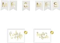 🎉 andaz press shiny gold foil pennant banner with gold party signs, mr. & mrs. white, pre-strung, no assembly required, 1-set, chair signs, photo booth prop логотип