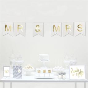 img 3 attached to 🎉 Andaz Press Shiny Gold Foil Pennant Banner with Gold Party Signs, Mr. & Mrs. White, Pre-Strung, No Assembly Required, 1-Set, Chair Signs, Photo Booth Prop