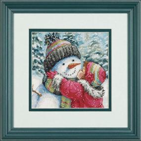 img 2 attached to 🧶 DIMENSIONS 'A Kiss for Snowman' Cross Stitch Kit - 18 Count White Aida, 6" x 6" - Shop Now!