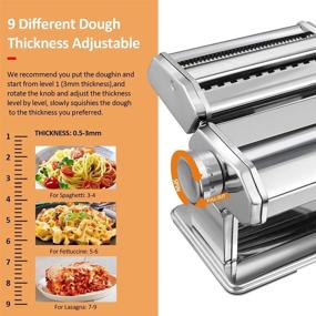 img 3 attached to 🍝 Stainless Steel Manual Pasta Maker - Soldow 150 Roller Machine with Adjustable Thickness for Homemade Spaghetti, Fettuccini, Lasagna - Includes 2 in 1 Cutter, Removable Handle, and Clamp