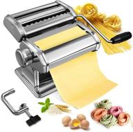 🍝 stainless steel manual pasta maker - soldow 150 roller machine with adjustable thickness for homemade spaghetti, fettuccini, lasagna - includes 2 in 1 cutter, removable handle, and clamp logo